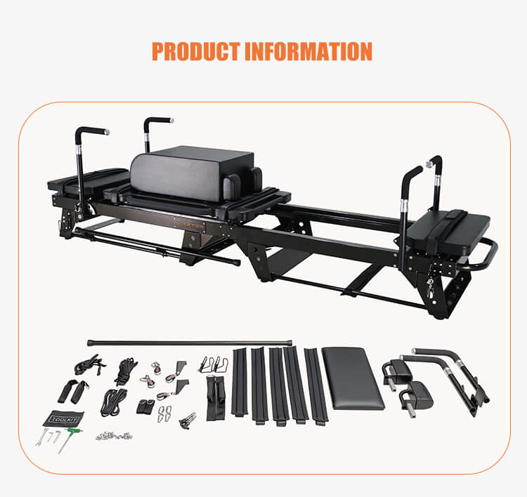 Mega[V] V9 commercial Pilates reformer front view for studio buyers